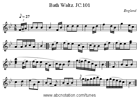 Bath Waltz. JC.101 - staff notation