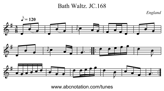 Bath Waltz. JC.168 - staff notation