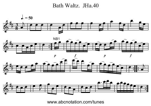 Bath Waltz.  JHa.40 - staff notation