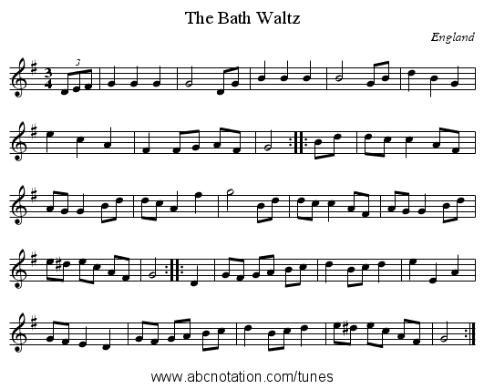 Bath Waltz, The - staff notation