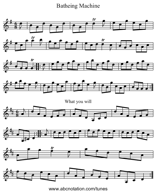 Batheing Machine - staff notation