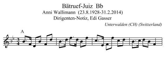 Bätruef-Juiz  Bb - staff notation