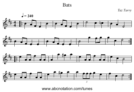 Bats - staff notation