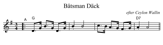 B&aring;tsman D&auml;ck - staff notation