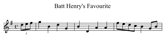 Batt Henry's Favourite - staff notation