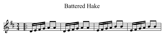 Battered Hake - staff notation