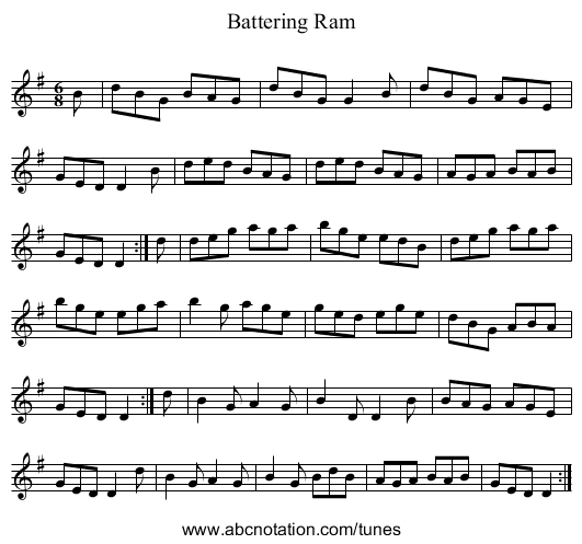Battering Ram - staff notation