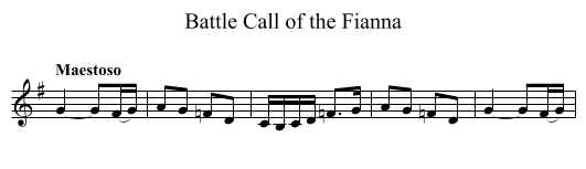 Battle Call of the Fianna - staff notation