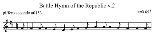 Battle Hymn of the Republic v.2 - staff notation