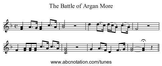 Battle of Argan More, The - staff notation