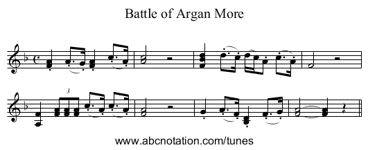 Battle of Argan More - staff notation
