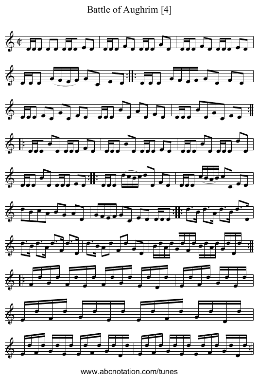 Battle of Aughrim [4] - staff notation