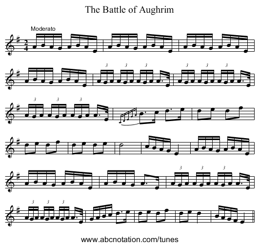 Battle of Aughrim, The - staff notation
