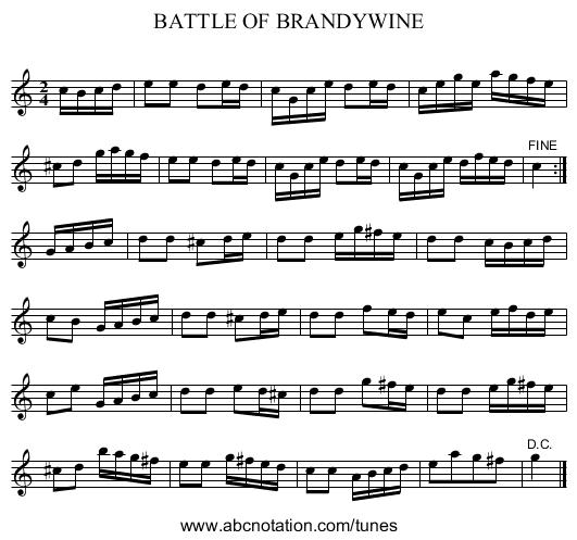 BATTLE OF BRANDYWINE - staff notation