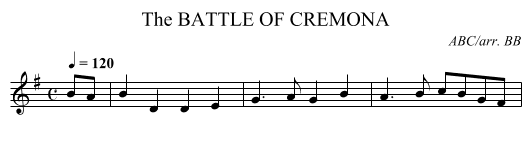 BATTLE OF CREMONA, The - staff notation