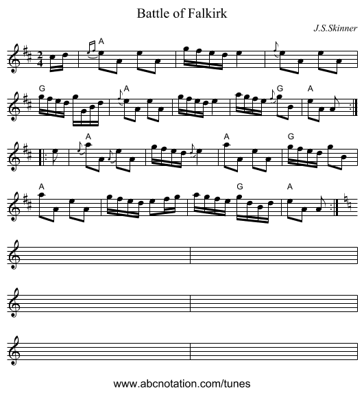 Battle of Falkirk - staff notation