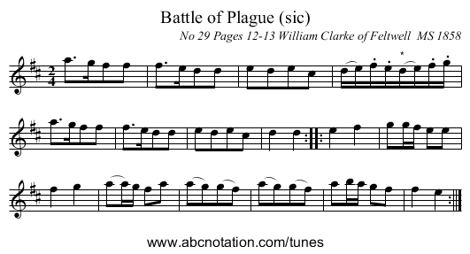 Battle of Plague (sic) - staff notation