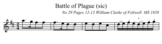 Battle of Plague (sic) - staff notation