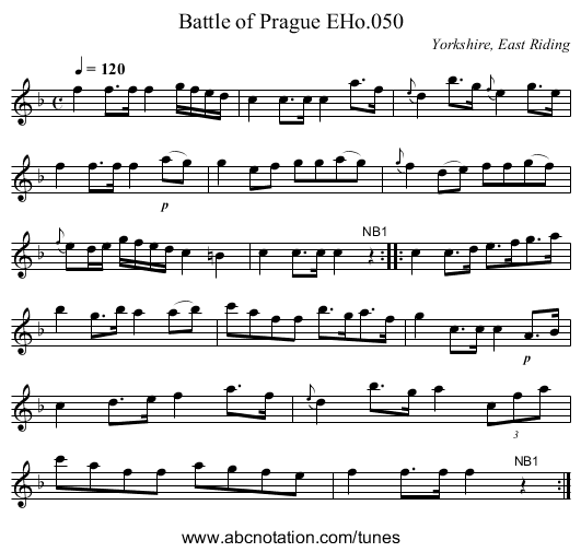 Battle of Prague EHo.050 - staff notation