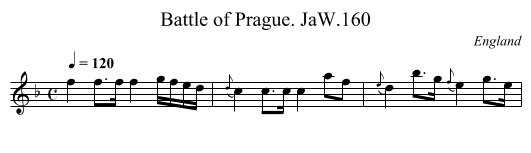 Battle of Prague. JaW.160 - staff notation