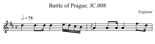 Battle of Prague. JC.008 - staff notation