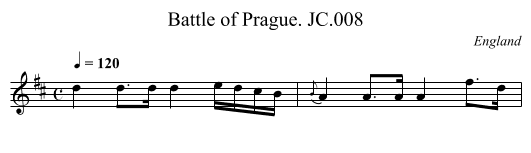 Battle of Prague. JC.008 - staff notation