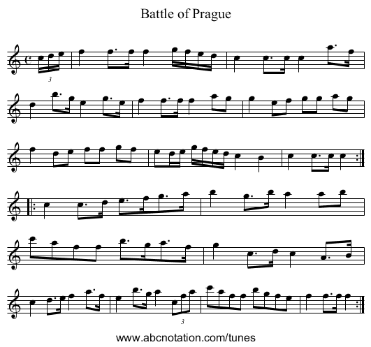 Battle of Prague - staff notation