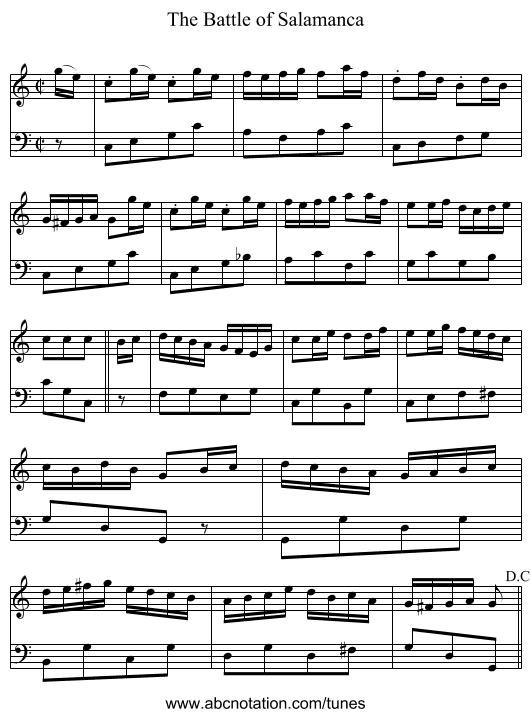 Battle of Salamanca, The - staff notation