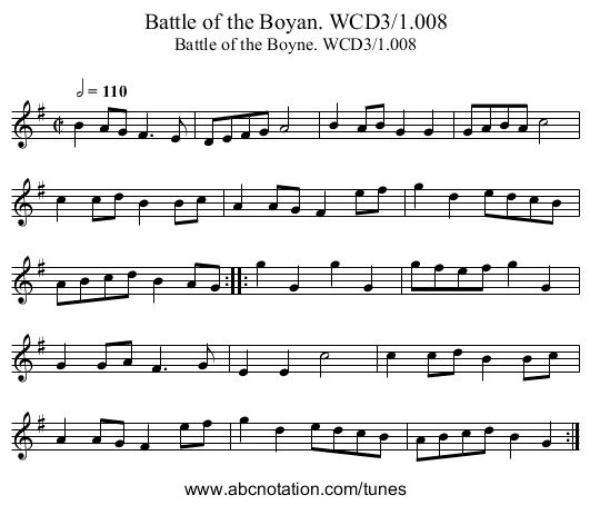 Battle of the Boyan. WCD3/1.008 - staff notation
