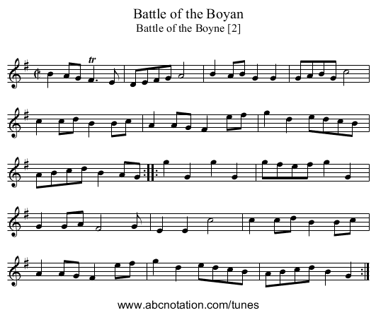 Battle of the Boyan - staff notation