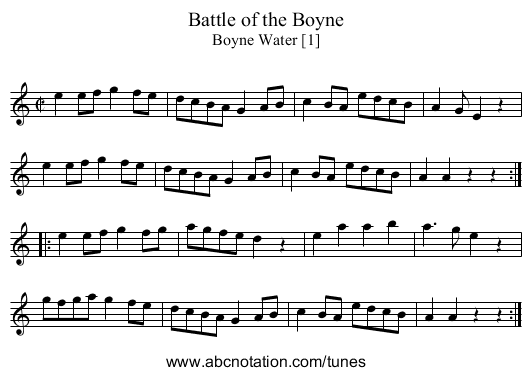 Battle of the Boyne - staff notation