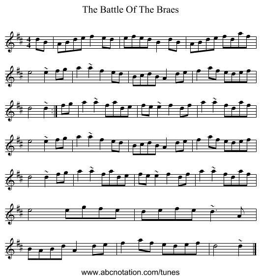 Battle Of The Braes, The - staff notation
