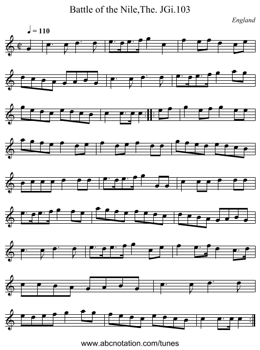 Battle of the Nile,The. JGi.103 - staff notation