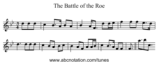 Battle of the Roe, The - staff notation