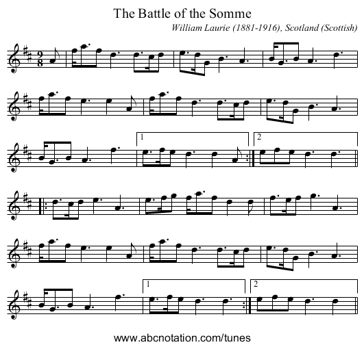 Battle of the Somme, The - staff notation