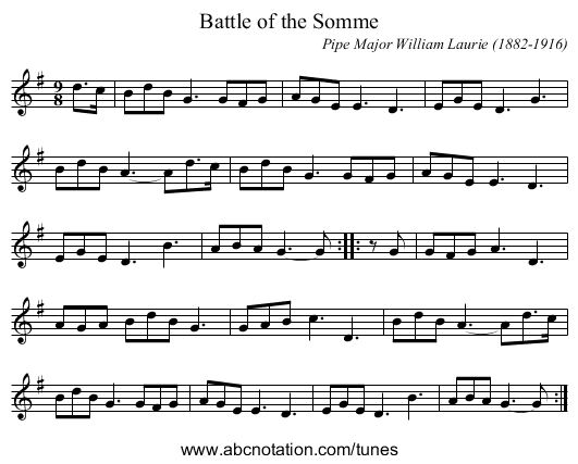Battle of the Somme - staff notation