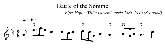 Battle of the Somme - staff notation
