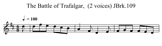 Battle of Trafalgar,  (2 voices) JBrk.109, The - staff notation