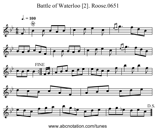Battle of Waterloo [2]. Roose.0651 - staff notation