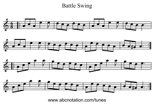 Battle Swing - staff notation
