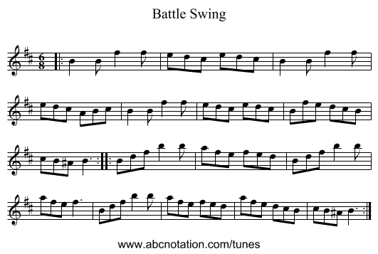 Battle Swing - staff notation