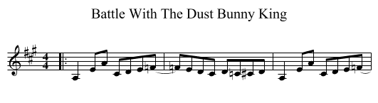 Battle With The Dust Bunny King - staff notation