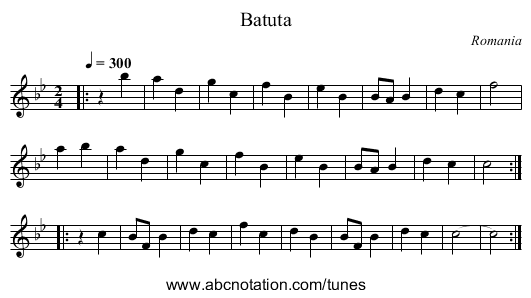 Batuta - staff notation