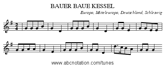 BAUER BAUE KESSEL - staff notation