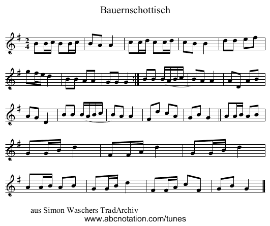 Bauernschottisch - staff notation
