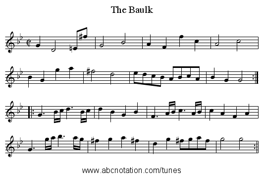Baulk, The - staff notation