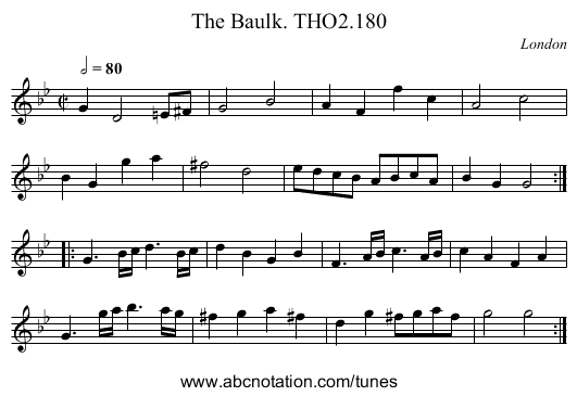 Baulk. THO2.180, The - staff notation