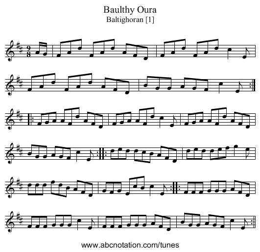Baulthy Oura - staff notation