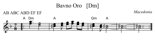 Bavno Oro   [Dm] - staff notation