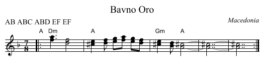 Bavno Oro - staff notation